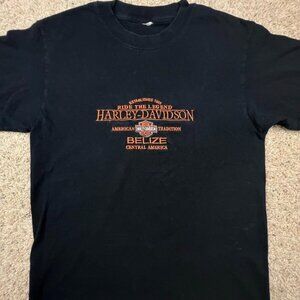 Harley Davidson Black Belize Central America T-Shirt No Tag Motorcycles Top